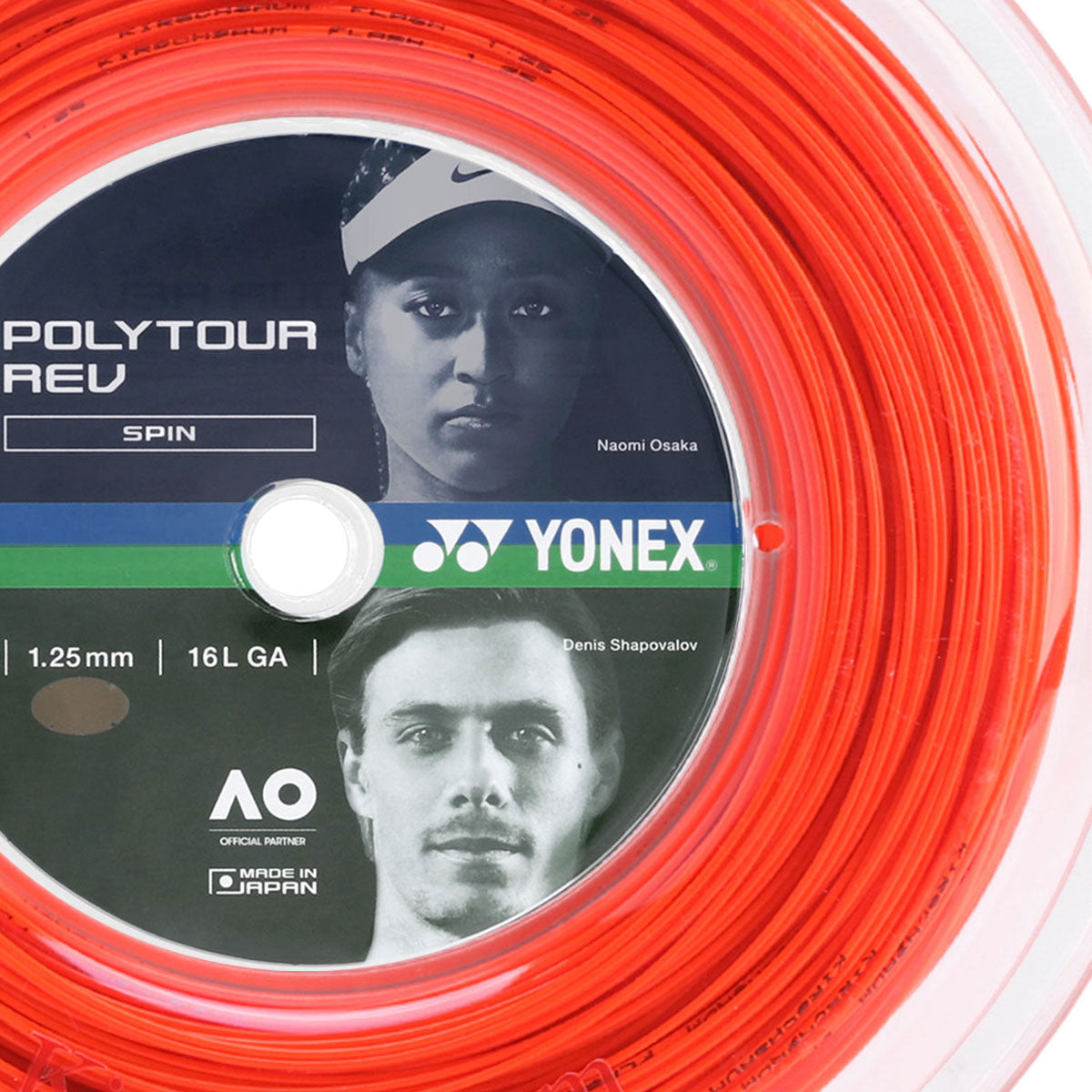 Corda para Raquete de Tênis Yonex Poly Tour Rev 125 Laranja