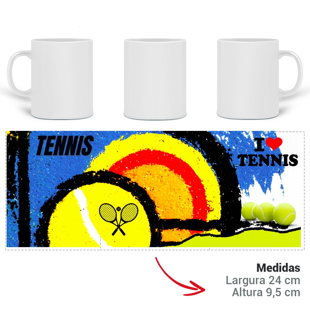 Caneca “I Love Tennis” – Café da Manhã dos Campeões