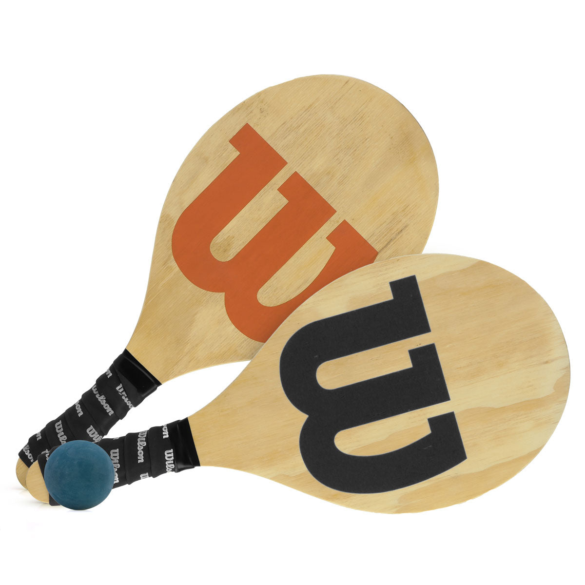 Kit Frescobol Wilson com 2 Raquetes e 1 Bola - Preta e Laranja