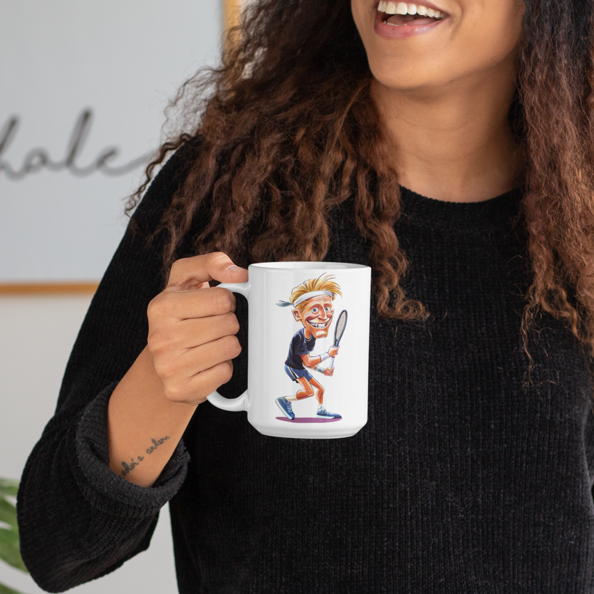 Caneca Tenista Caricatura | Presente Divertido para Amantes do Tênis