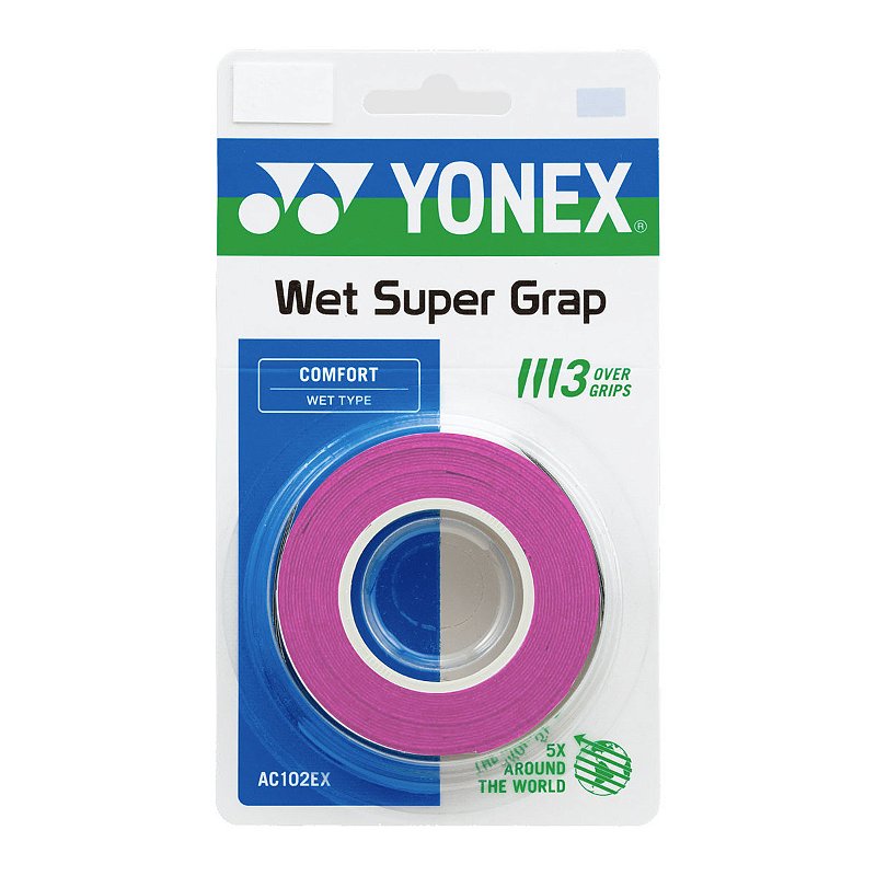 Overgrip Yonex Wet Super Grap Rosa - 3 unidades