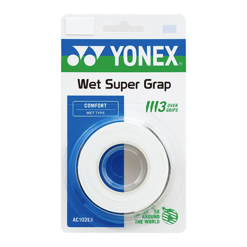 Overgrip Yonex Wet Super Grap Branco - 3 unidades