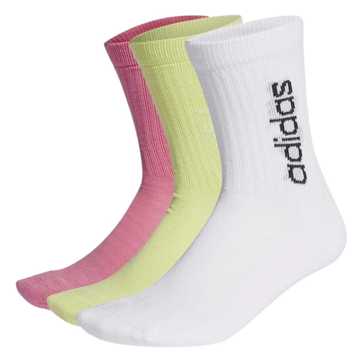 Meia Adidas HC VT Crew 3 pares Rosa/Verde/Branca 38 ao 40