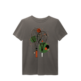 Camiseta Estonada Raquetes de Tênis – Arte Abstrata e Estilo Vintage