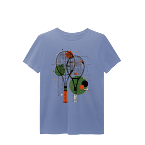 Camiseta Estonada Raquetes de Tênis – Arte Abstrata e Estilo Vintage