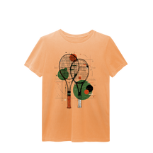 Camiseta Estonada Raquetes de Tênis – Arte Abstrata e Estilo Vintage