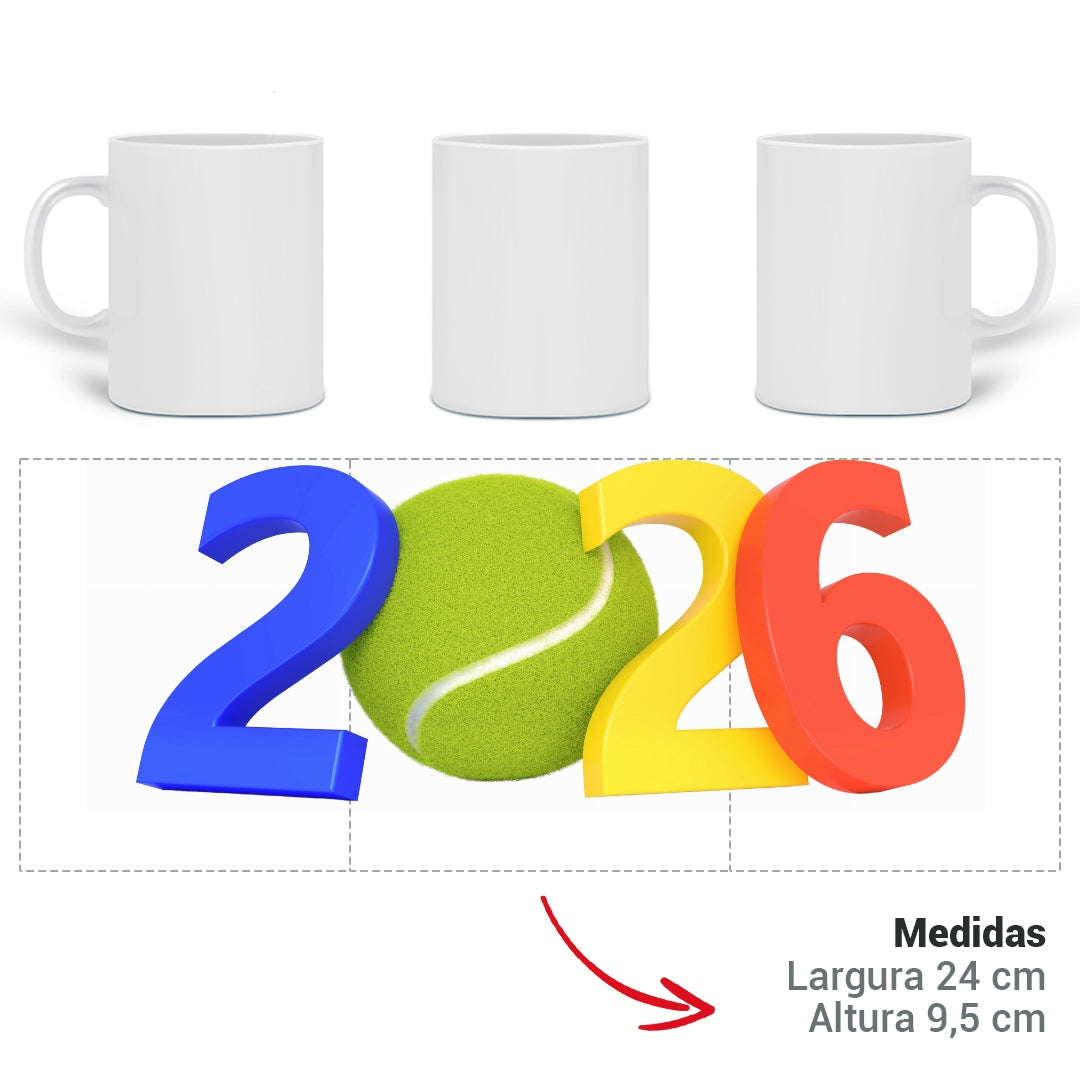 Caneca Personalizada 2026 Tenista – Presente Criativo para Amantes do Tênis