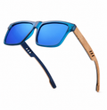 Óculos de Sol Hu Wood Azul e Madeira
