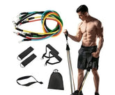 Kit Extensores Elásticos 11 Peças: Treino Completo Corpo, Yoga e Pilates