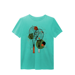 Camiseta Estonada Raquetes de Tênis – Arte Abstrata e Estilo Vintage